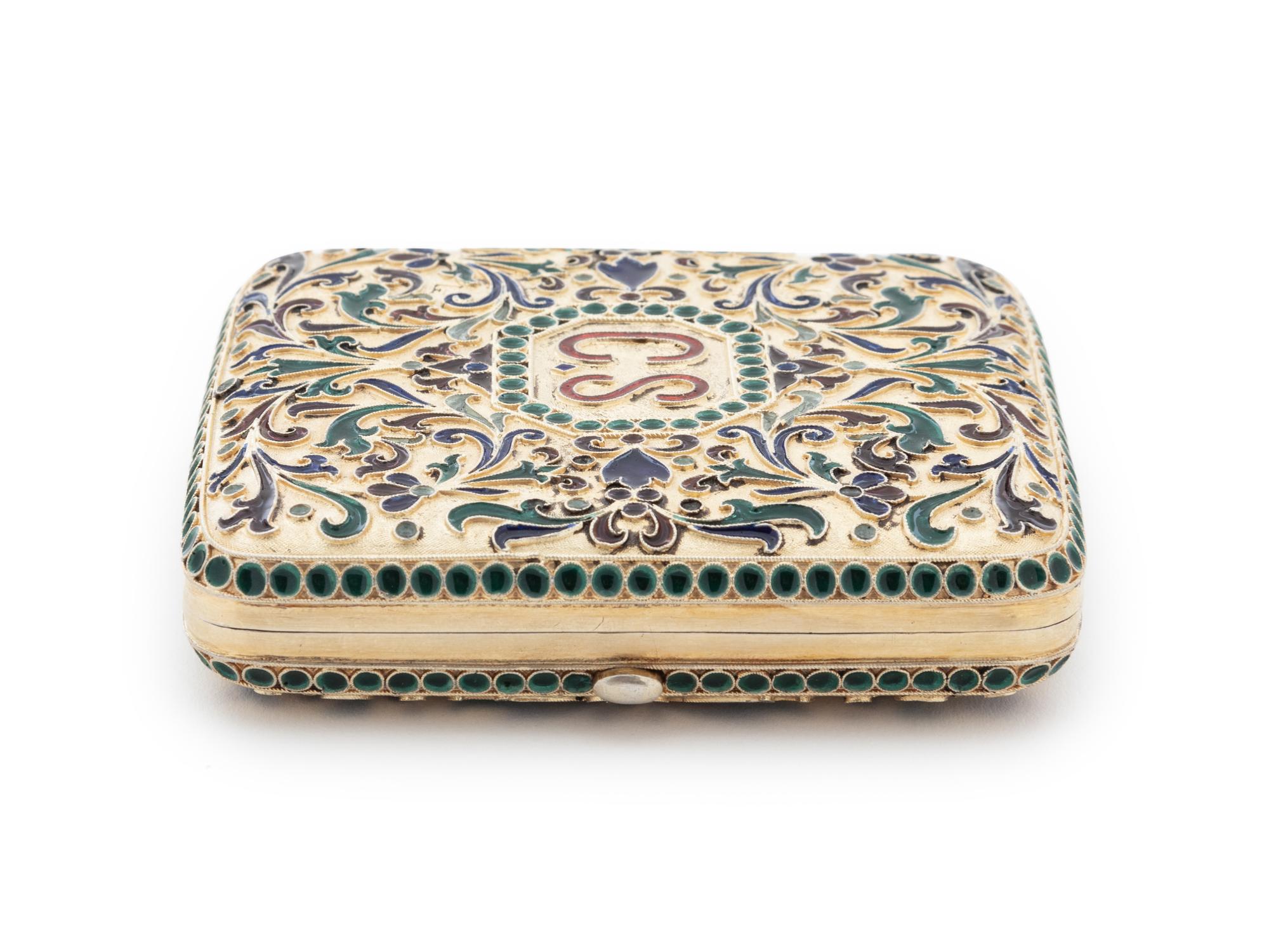 A Russian Silver and Plique-à-Jour Enameled Cigarette Case