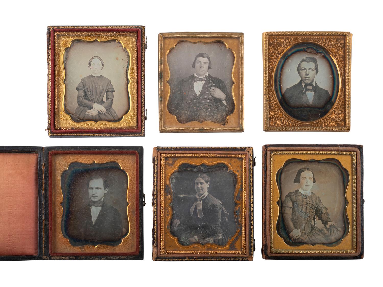 [EARLY PHOTOGRAPHY]. 37 sixth plate daguerreotypes of men and women.