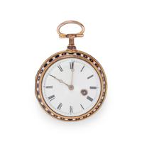 ENAMEL OPEN FACE POCKET WATCH