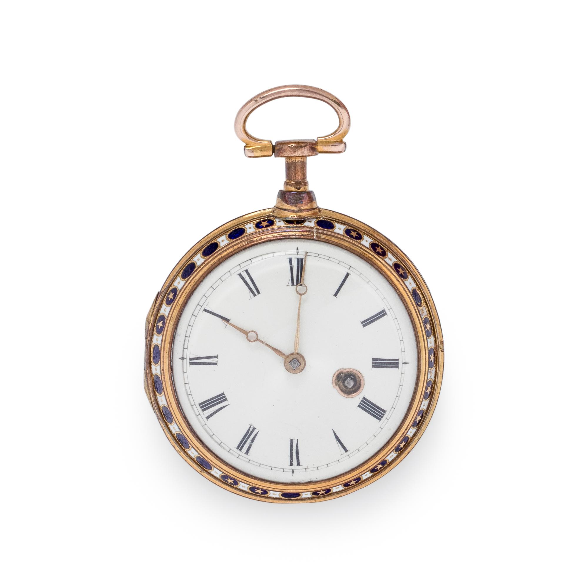ENAMEL OPEN FACE POCKET WATCH