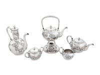 A Japanese Silver Five-Piece Tea and Coffee Service