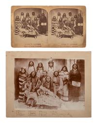 [NATIVE AMERICANS]. Two photographs of a group of Ute Indians with Colorado gunsmith and trader John P. Lower.