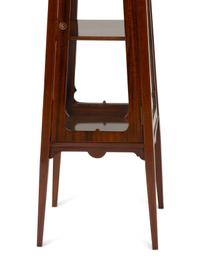 A Pair of Victorian Satinwood Inlaid Mahogany Vitrine Pedestals