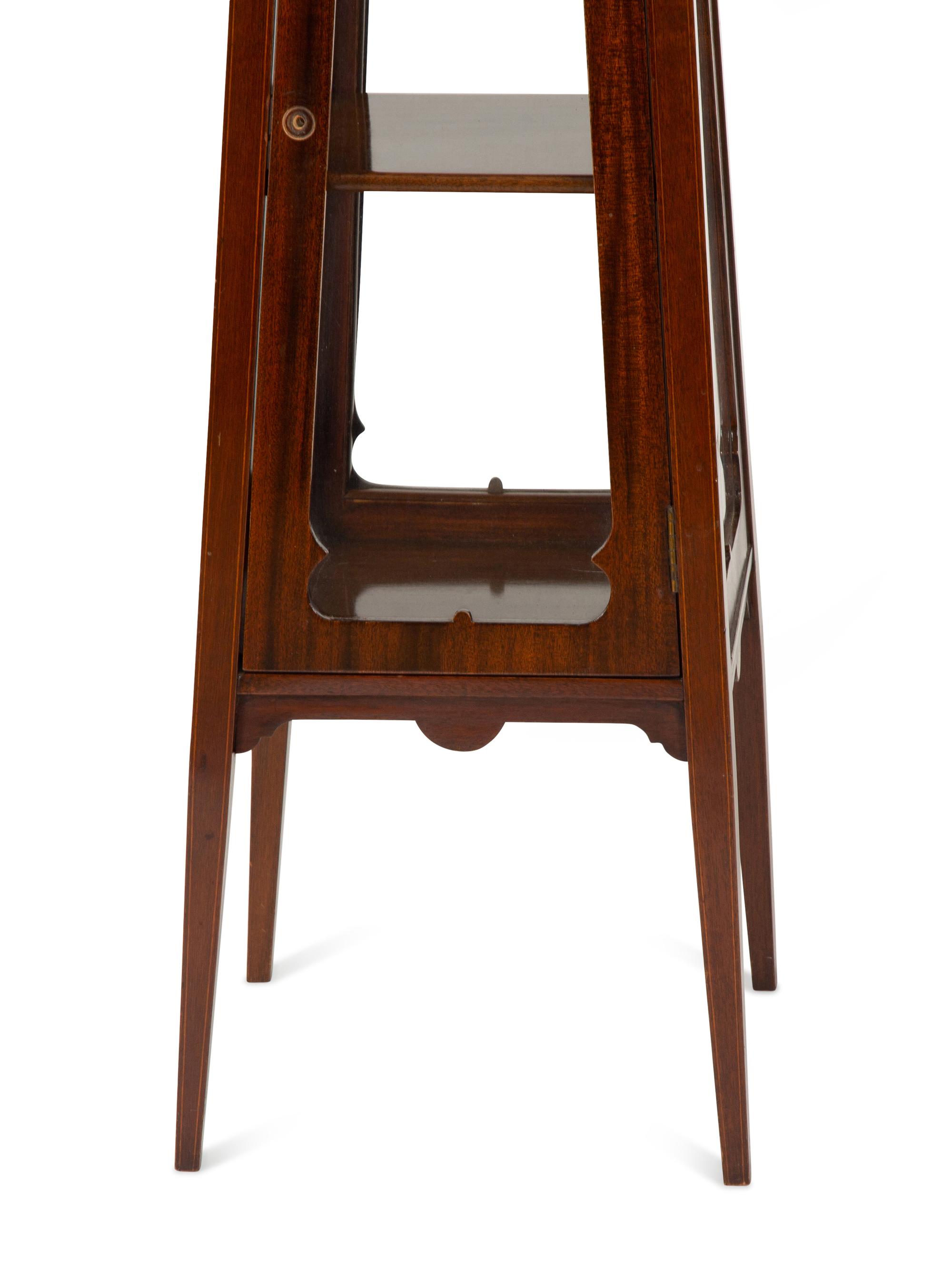 A Pair of Victorian Satinwood Inlaid Mahogany Vitrine Pedestals