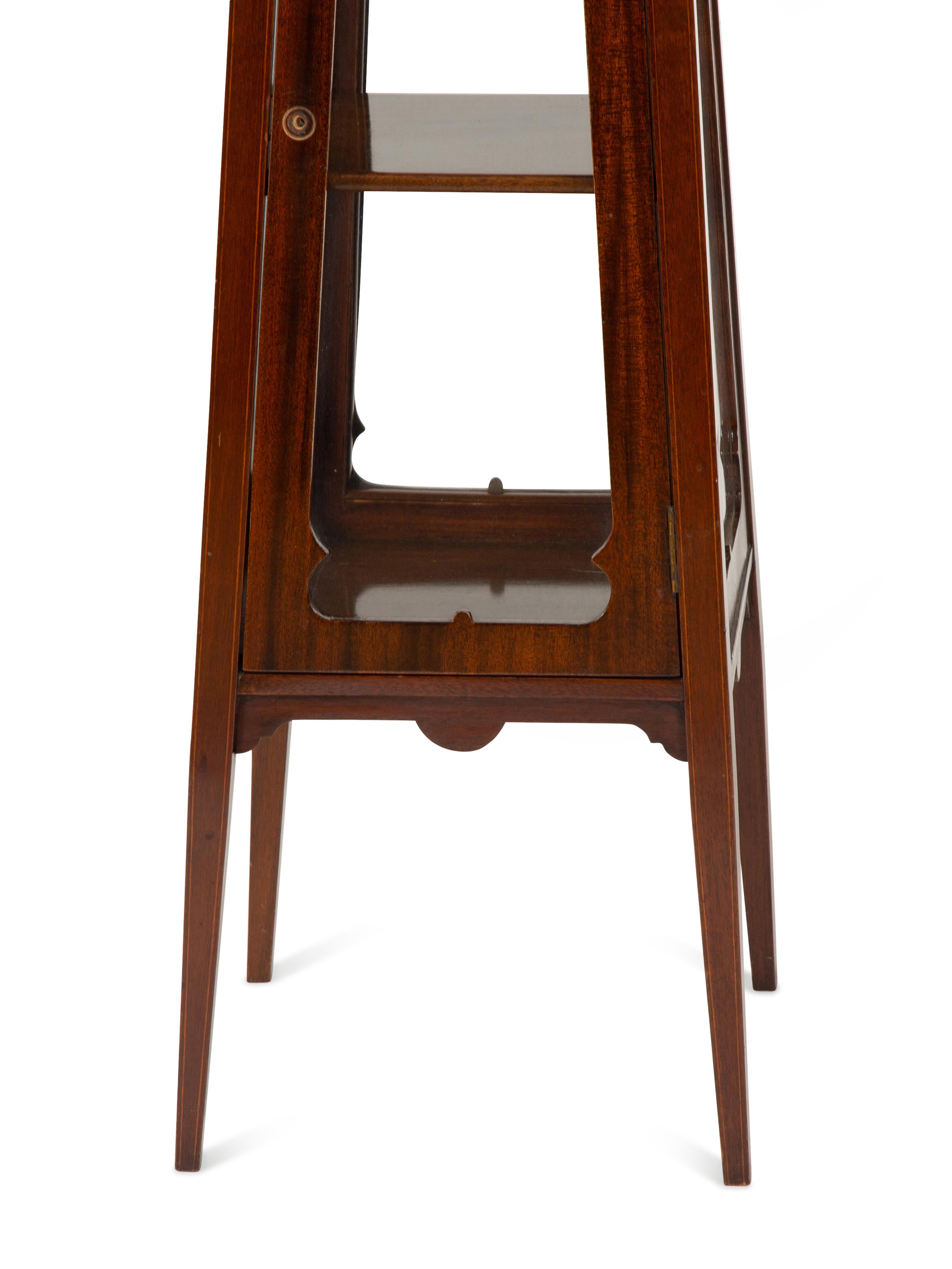 A Pair of Victorian Satinwood Inlaid Mahogany Vitrine Pedestals