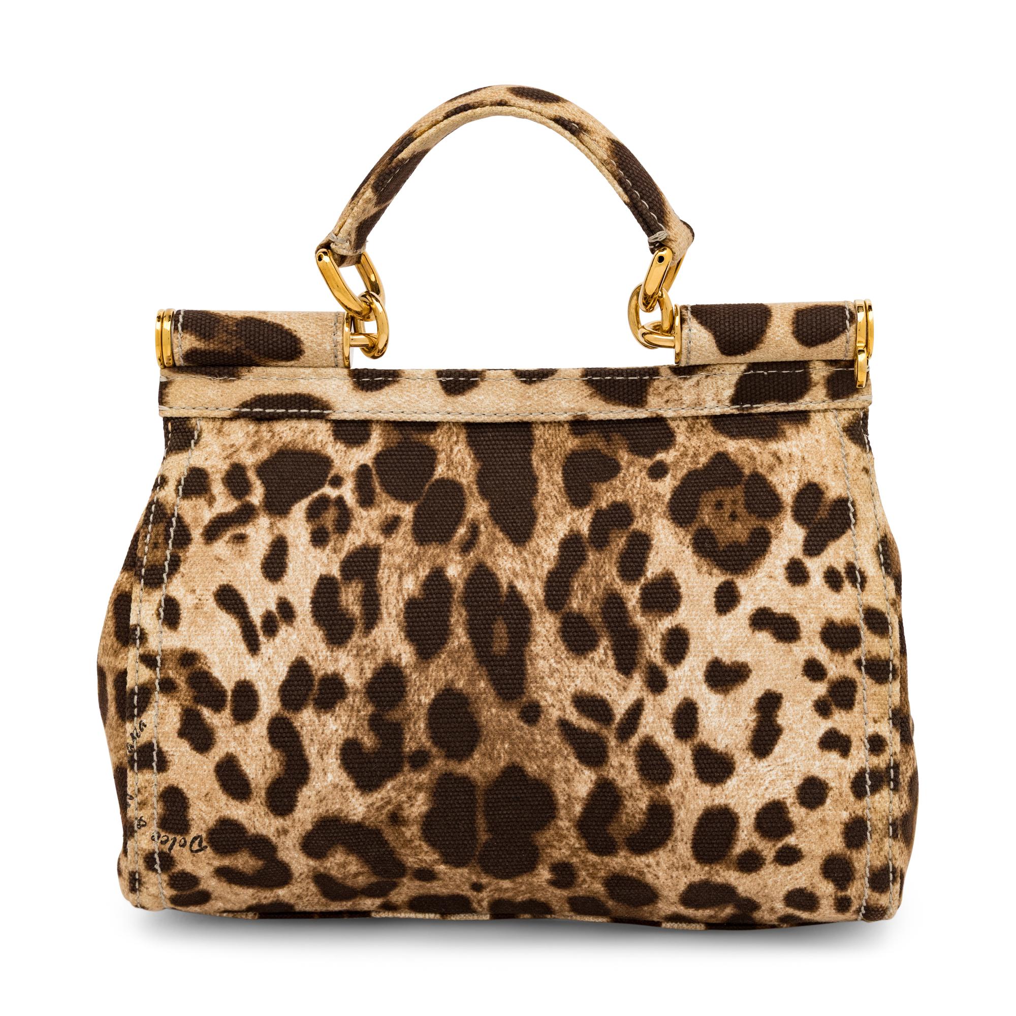 Dolce & Gabbana, Medium Sicily Bag in Leopard-Print Canvas