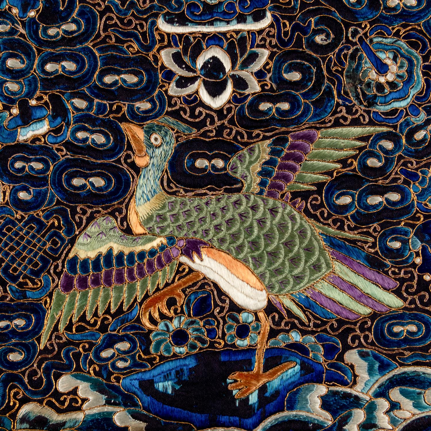 Five Chinese Embroidered Silk ‘Mandarin Duck’ Rank Badges, Buzi, 19th Century 清中晚期 刺綉文官補子五幅