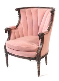 A Louis XVI Style Bergere en Gondole, Height 39 1/2 inches.