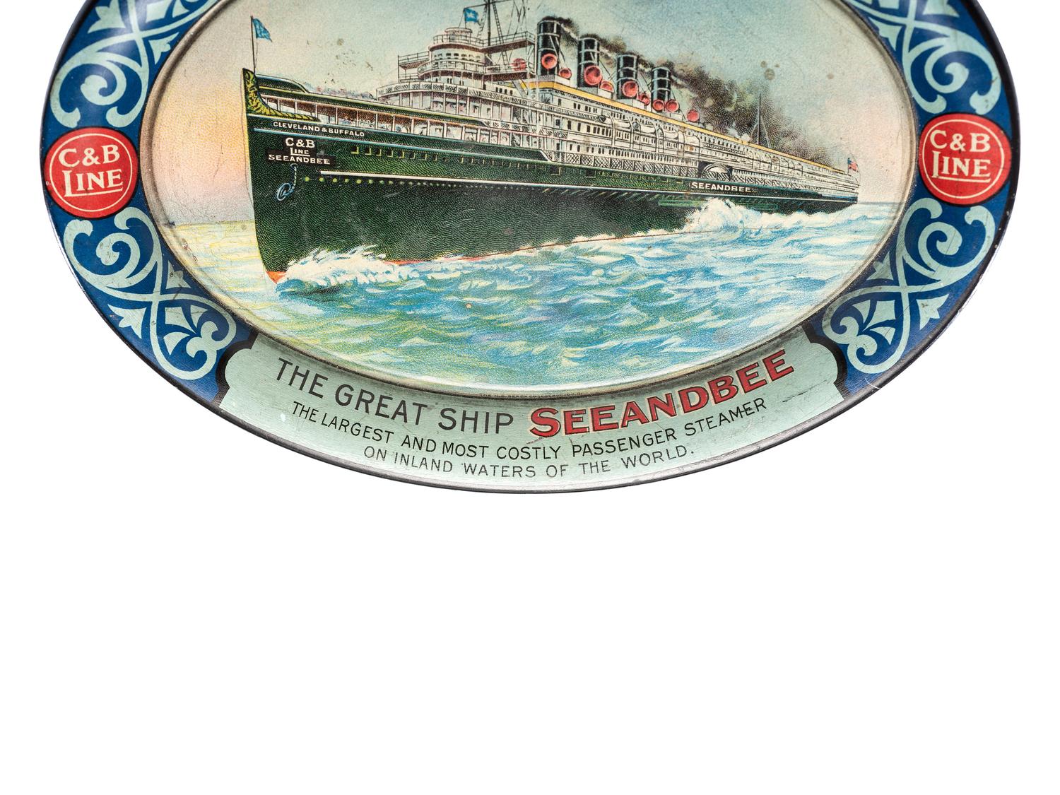 A Cleveland and Buffalo 'Seeandbee Steamer' Tin Lithograph Tip Tray