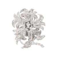 Diamond and Platinum 'En Tremblant' Flower Brooch