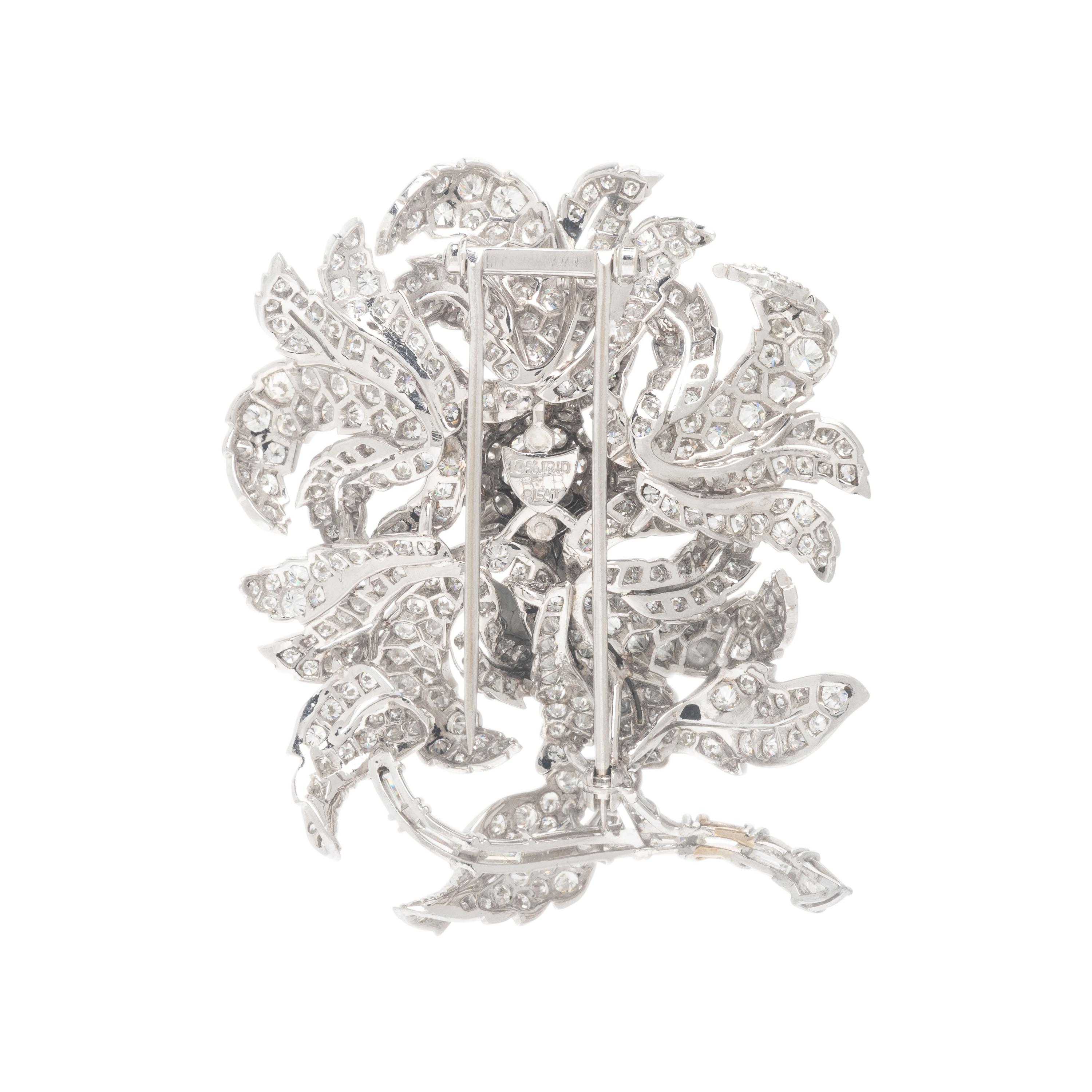 Diamond and Platinum 'En Tremblant' Flower Brooch