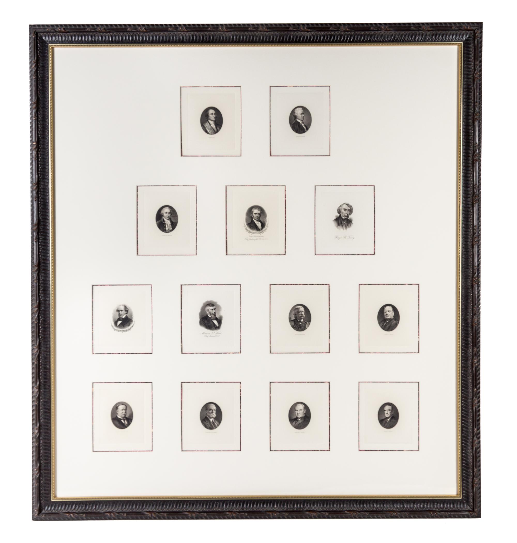 (SUPREME COURT) 13 engraved portraits of Supreme Court Justices.