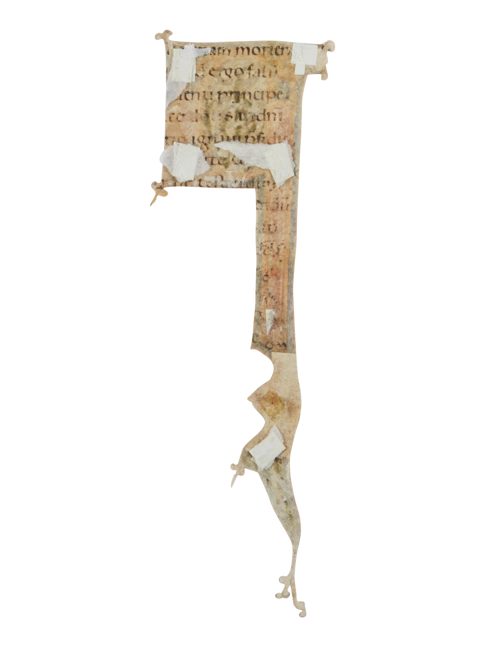MASTER OF PASSIONARIO ‘F’ Decorated initial ‘P’ from a manuscript of an unknown text, in Latin, illuminated manuscript on parchment [Tuscany, Lucca, c. 1175–1200]