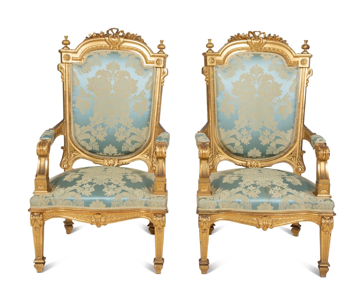 A Napoleon III Giltwood Seven-Piece Salon Suite