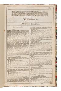 Shakespeare, William (1564-1616). As You Like It . -- The Taming of the Shrew . [Two complete plays extracted from: The First Folio]. [London: Isaac laggard and Ed. Blount, 1623].