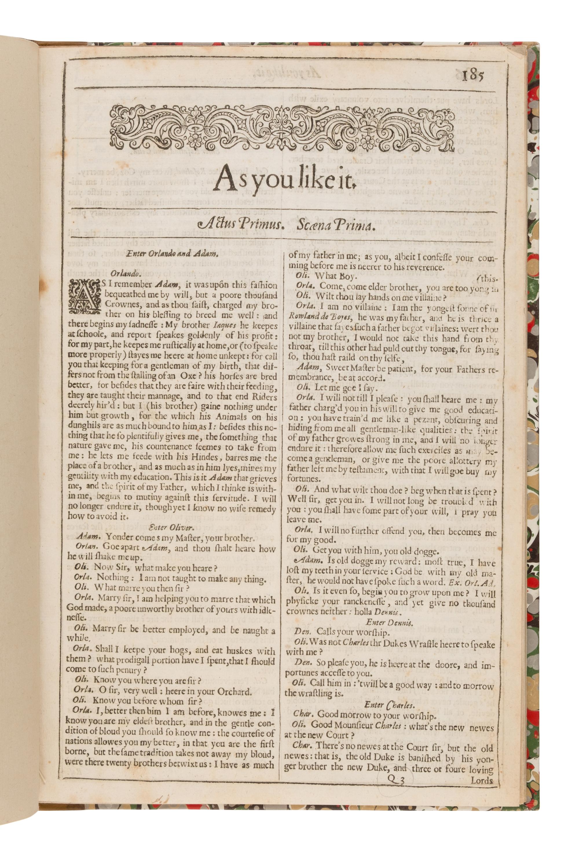 Shakespeare, William (1564-1616). As You Like It . -- The Taming of the Shrew . [Two complete plays extracted from: The First Folio]. [London: Isaac laggard and Ed. Blount, 1623].