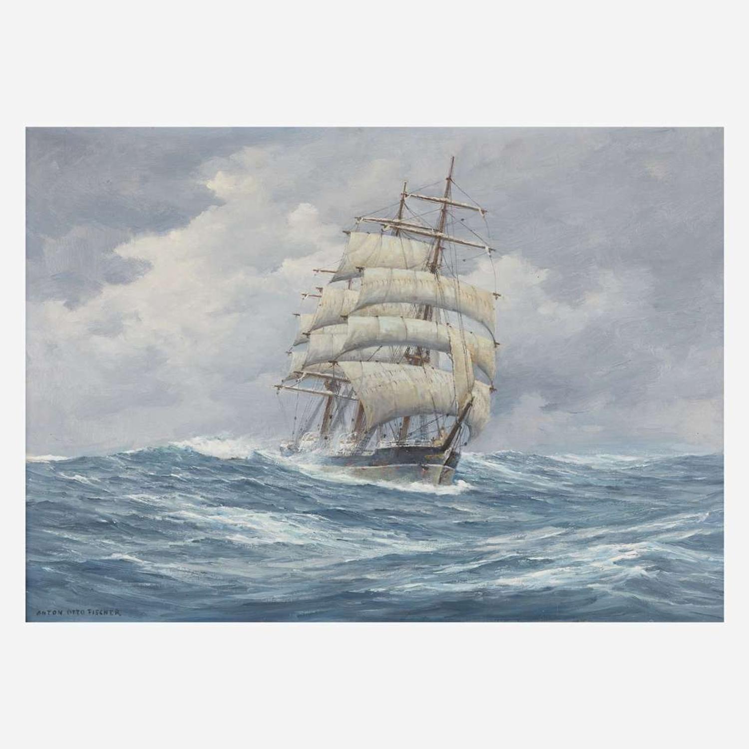 Anton Otto Fischer (American/German, 1882-1962) Running Her Easting Down