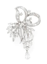 A White Gold and Diamond Spray Brooch, Circa 1950, 6.70 dwts.