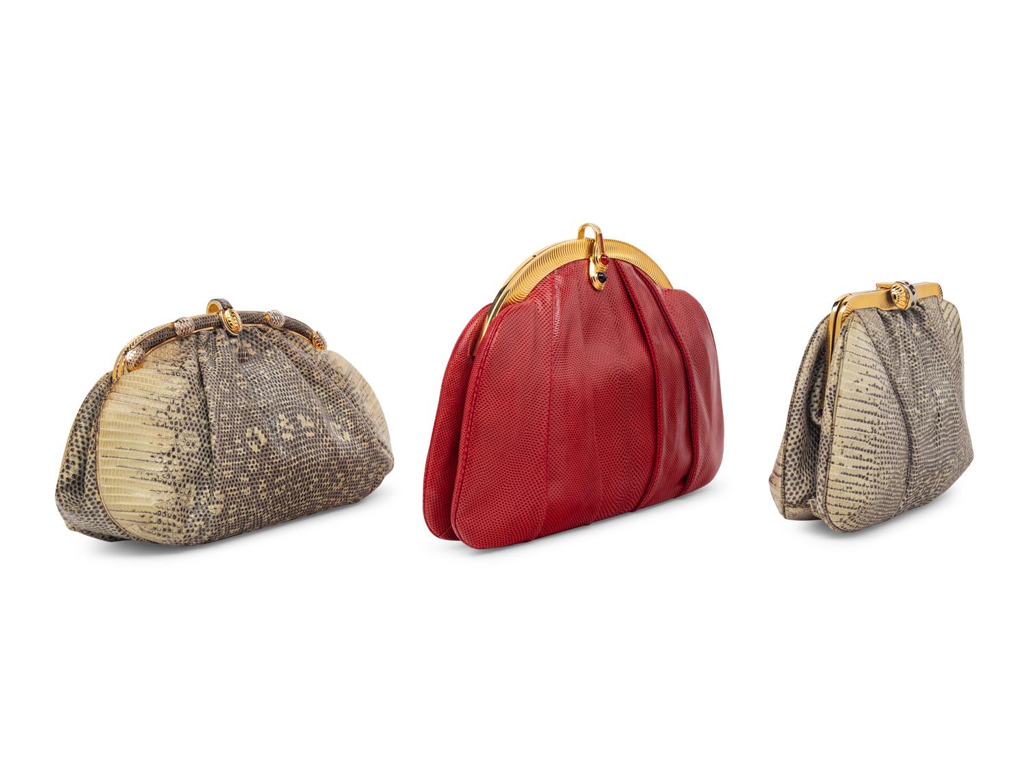 Three Judith Leiber Exotic Skin Clutches