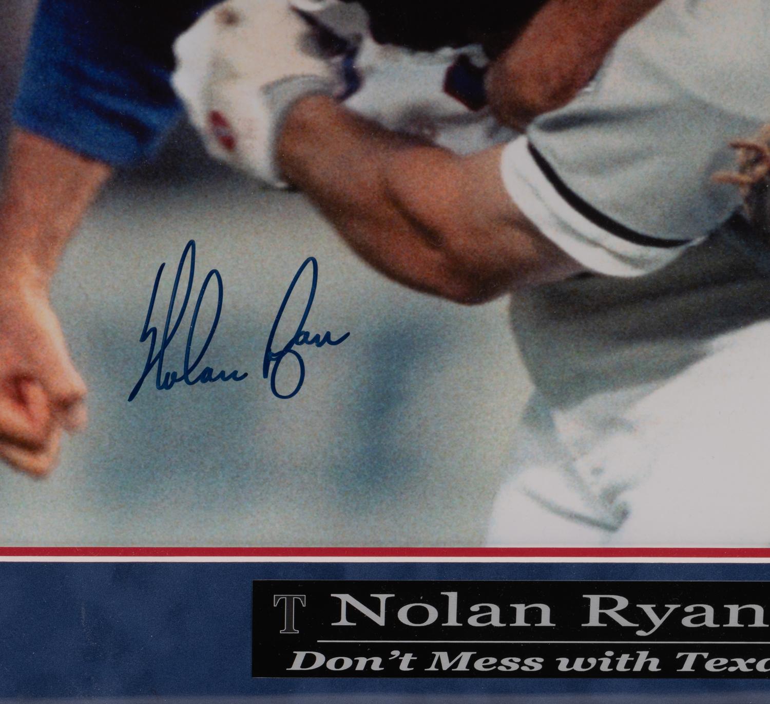 A Nolan Ryan Signed Autograph Large Framed Photograph Inscribed "Don't Mess With Texas" (Ryan Hologram),