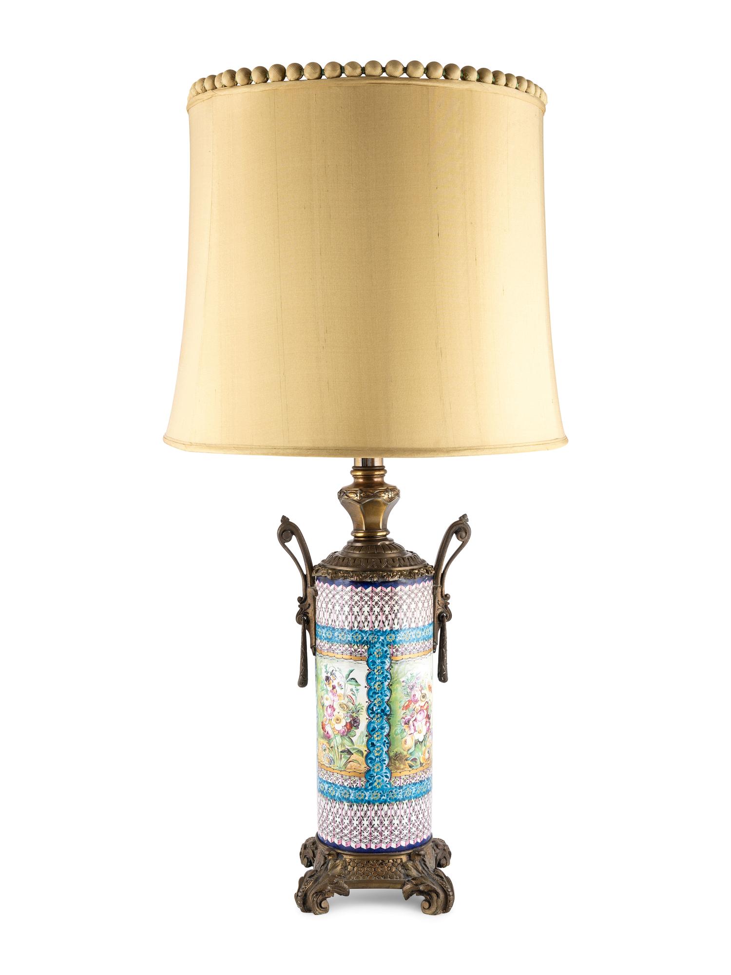 A Gilt Metal Mounted Porcelain Vase Lamp
