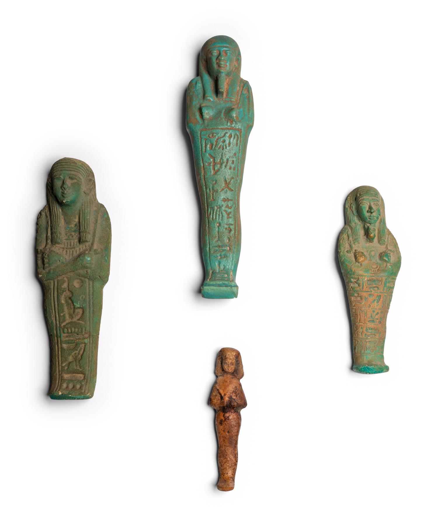 Four Egyptian Faience and Stone Ushabtis