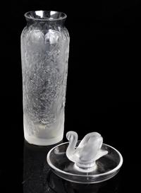 A Lalique Molded and Frosted Glass Vase Height of first 6 3/4 inches. — SECOND HALF 20TH CENTURY