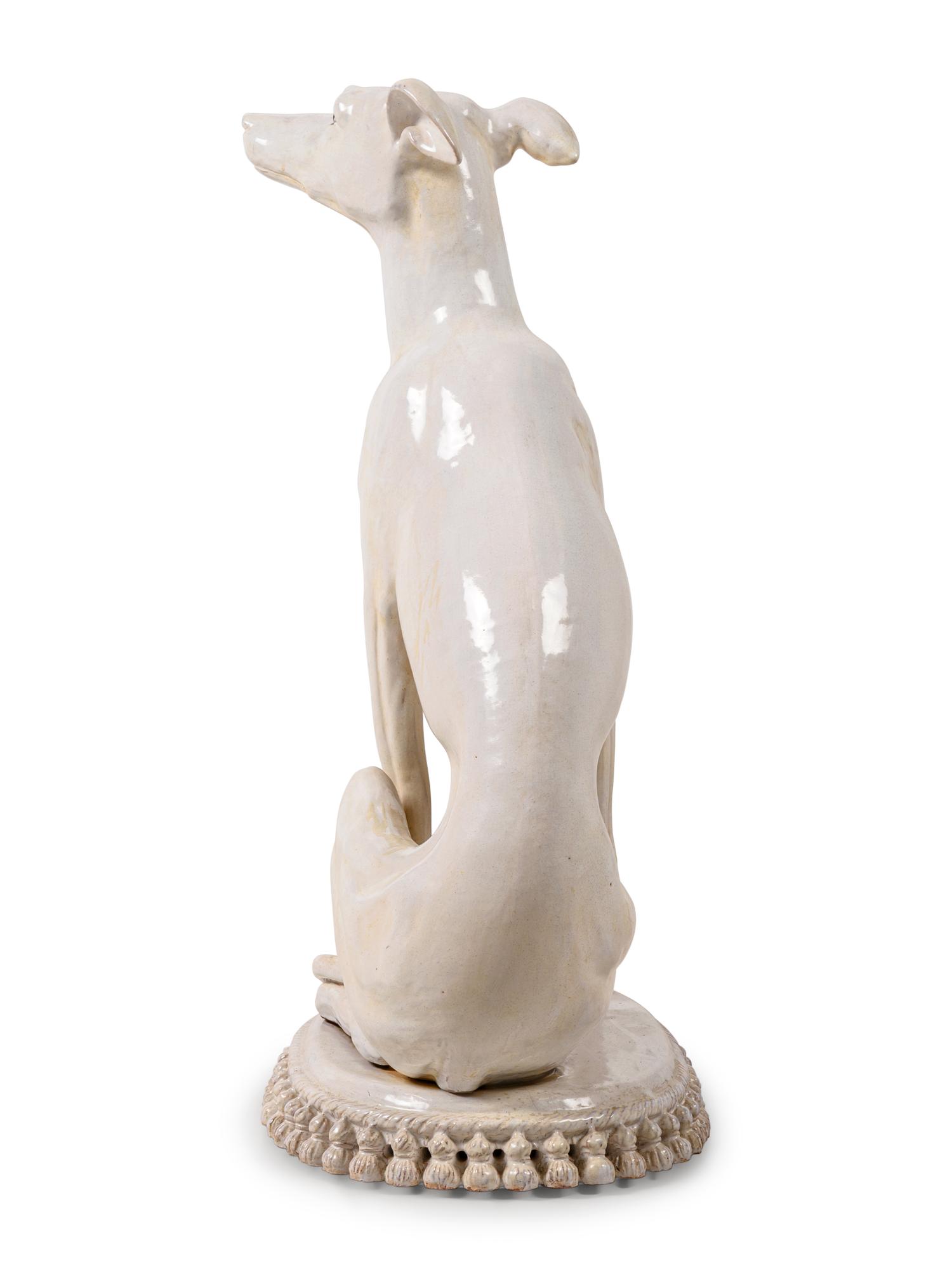 A White Glazed Terra Cotta Whippet