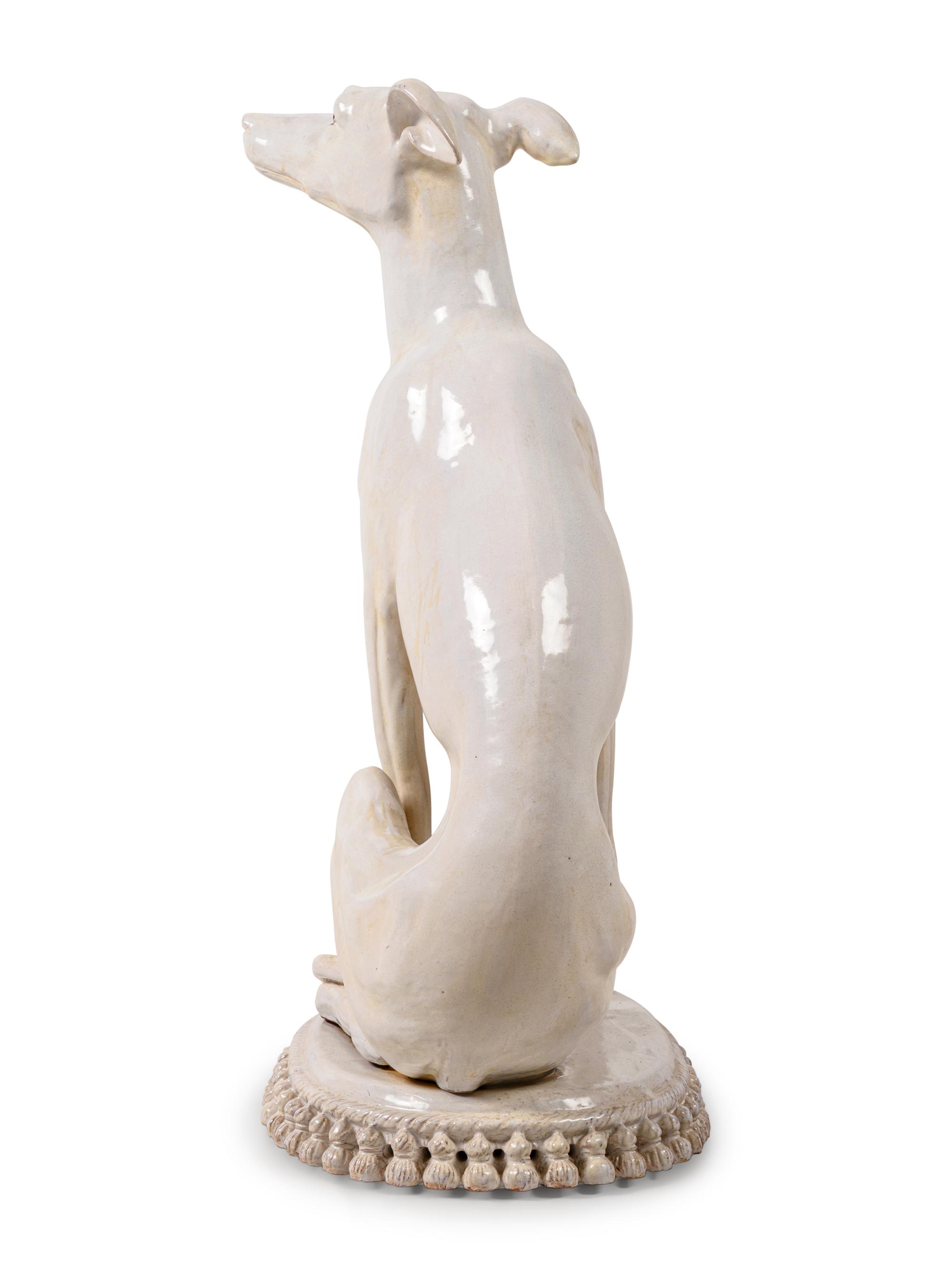 A White Glazed Terra Cotta Whippet