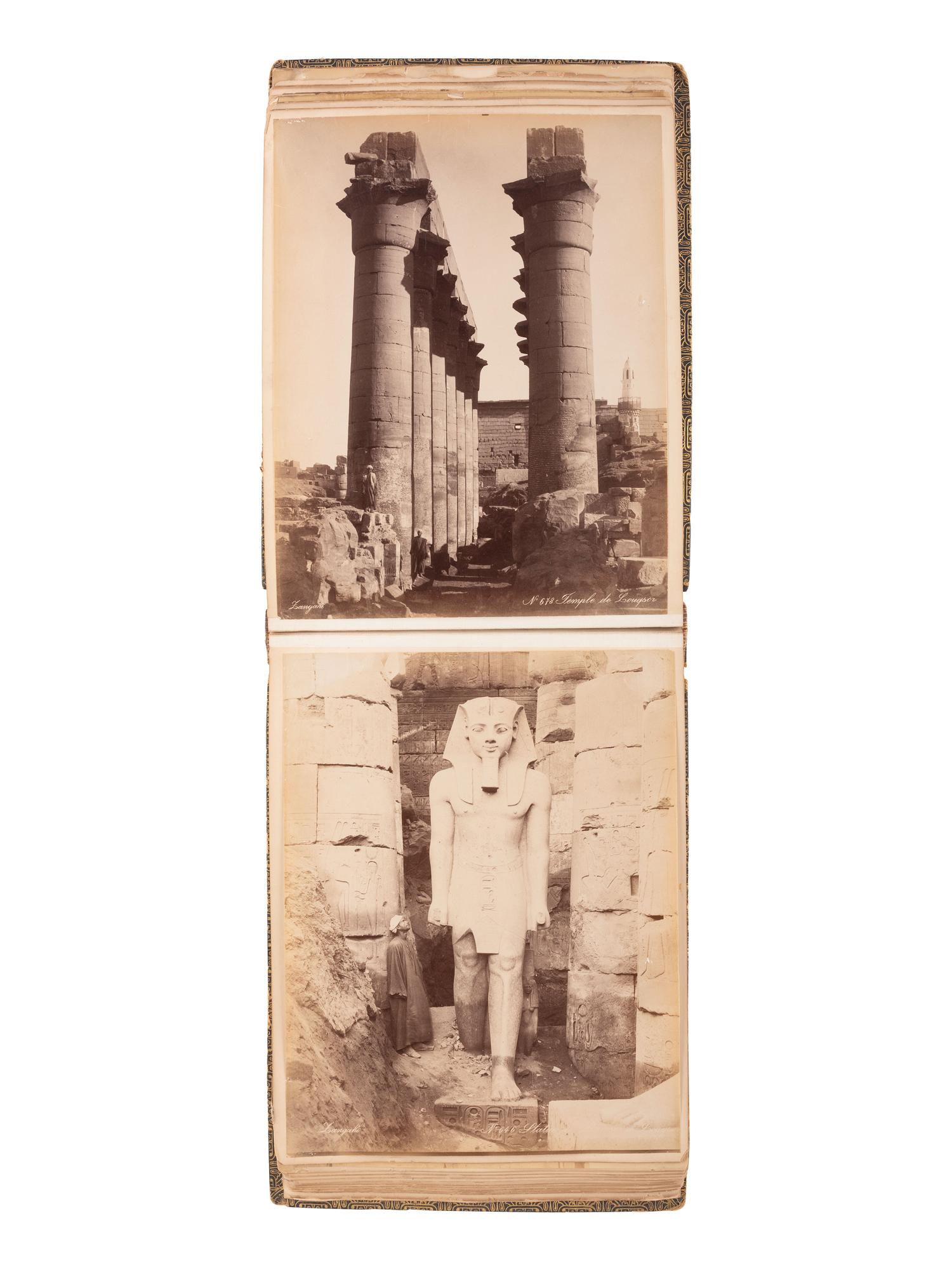 [EARLY PHOTOGRAPHY] Album containing albumen prints of Egyptian scenes and landmarks by various photographers.