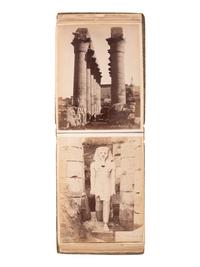[EARLY PHOTOGRAPHY] Album containing albumen prints of Egyptian scenes and landmarks by various photographers.
