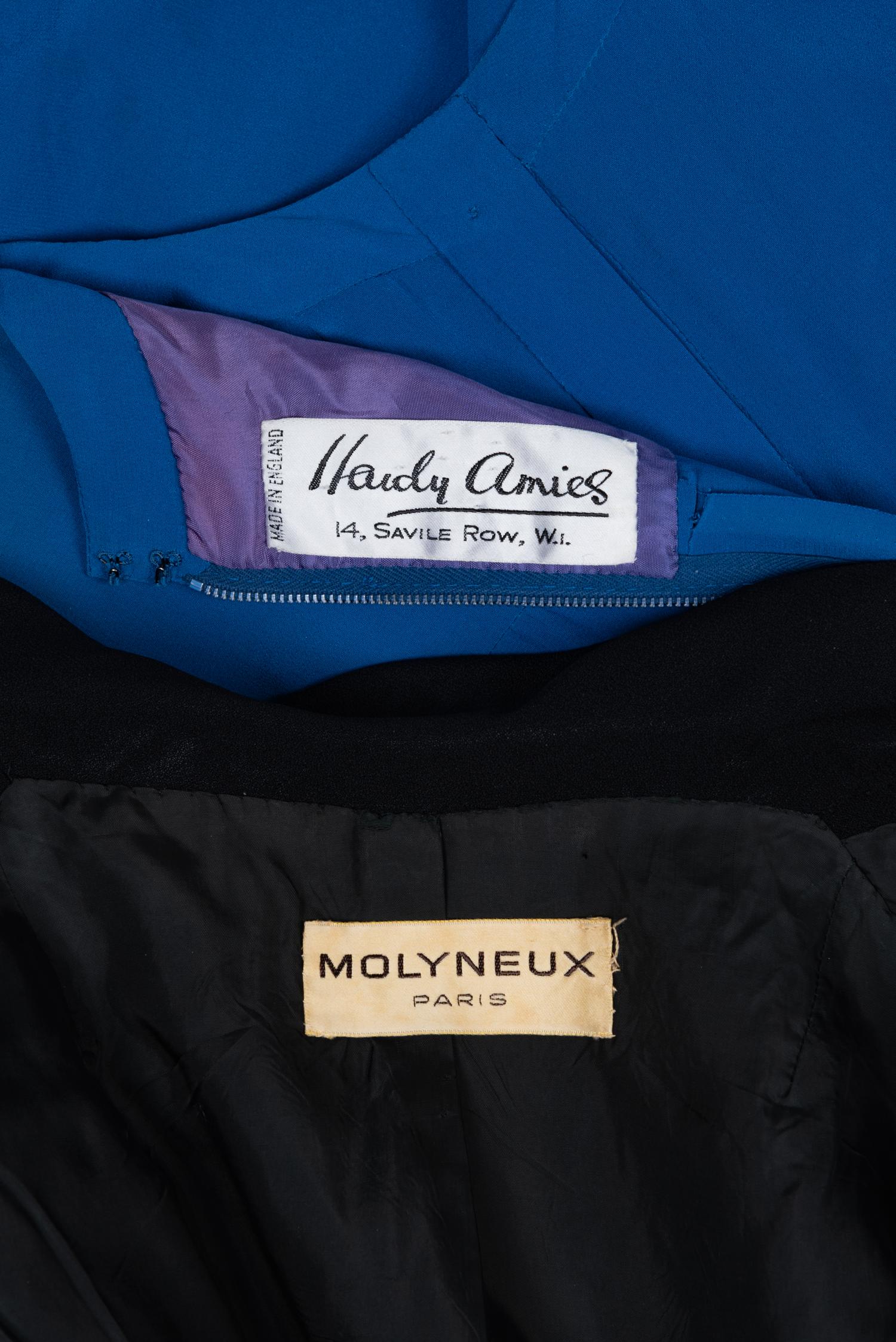 Two Designer Ensembles: One Molyneux, One Hardy Amies, 1960-70s