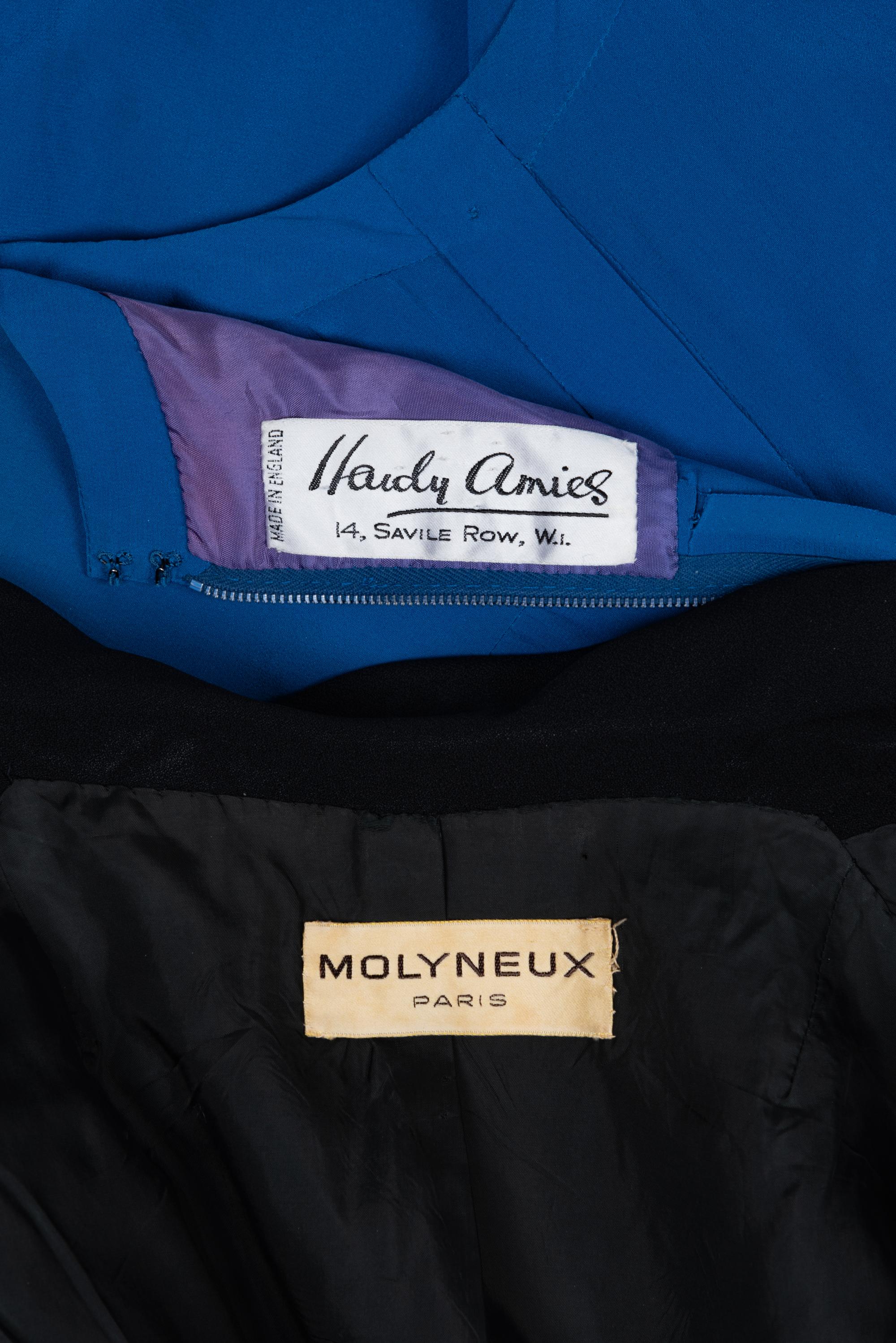Two Designer Ensembles: One Molyneux, One Hardy Amies, 1960-70s