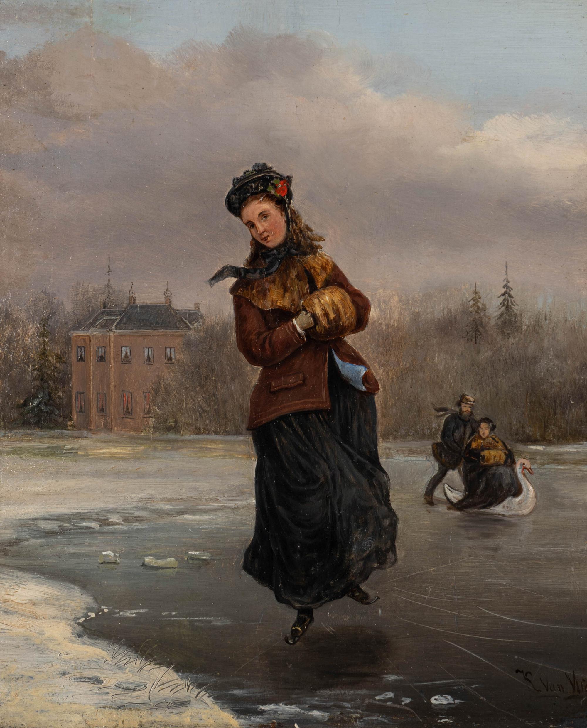 German/Austrian, 19th Century — Winter Outings (a pair of works)