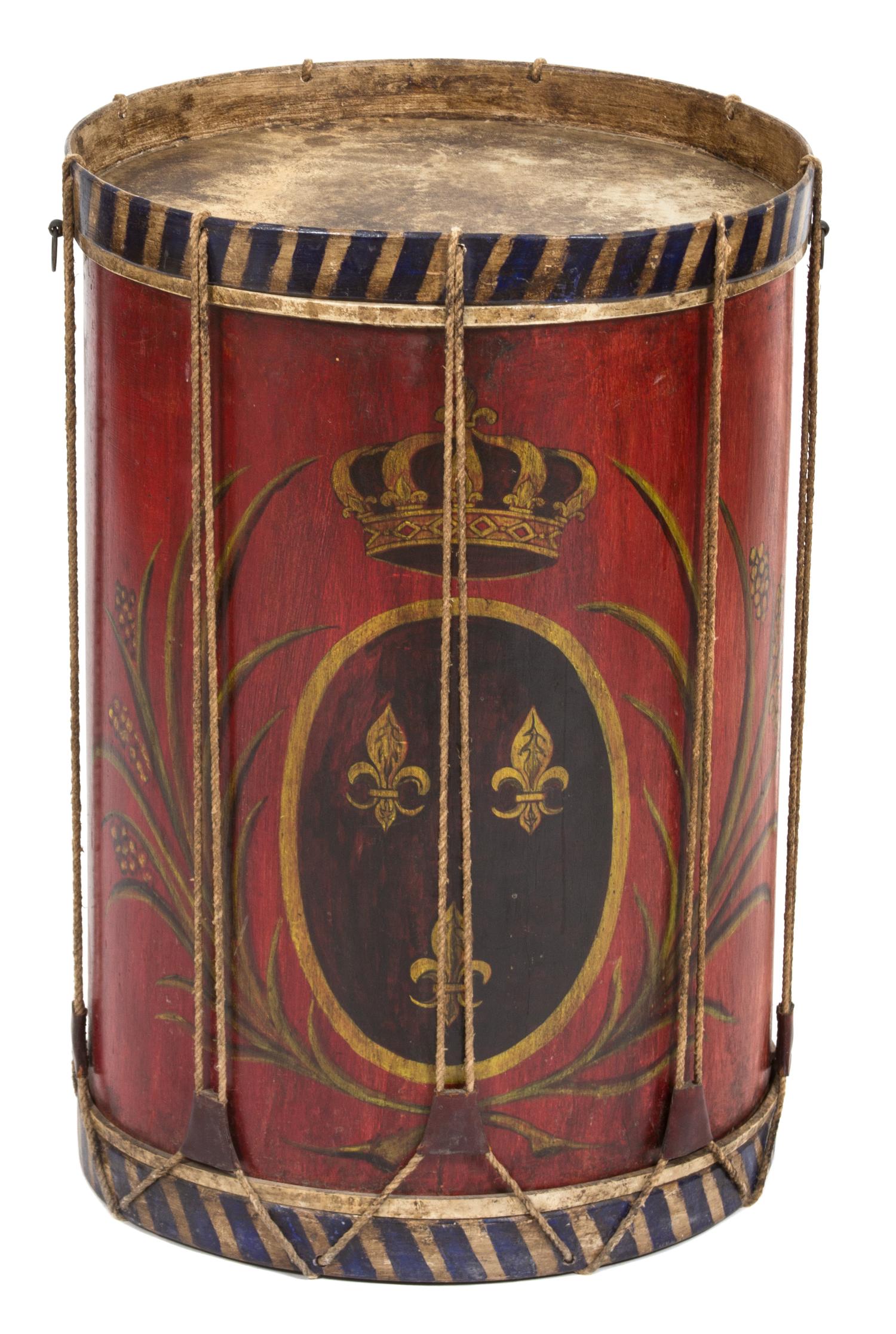 A Continental Painted Drum Height 35 1/2 x diameter 17 1/2 inches. — 19TH CENTURY