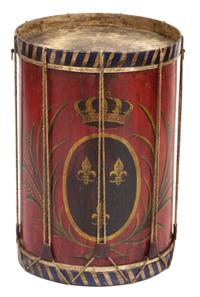 A Continental Painted Drum Height 35 1/2 x diameter 17 1/2 inches. — 19TH CENTURY