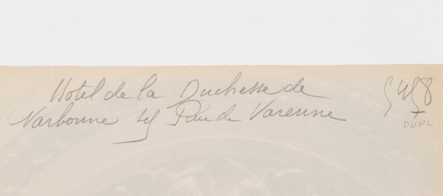 A group of six photographs depicting early 20th Century Parisian architectural details (Saints-Gervais-et-Protais, 1903-1904; Ambassade d'Autriche, 57 rue de Varenne, 1905; La Monnaie-quai Conti [5234], 1905-1906; Hôtel de Roquelaure, boulevard Saint-Germain, 246, 1905-1906; Hôtel de la Duchesse, de Narbonne, rue Varenne 45, 1907; [Cluny–Diane Chasseresse. Art Français. École J. Goujon], 1911)