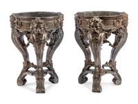 A Pair of Pompeian Style Silvered Metal Jardinières