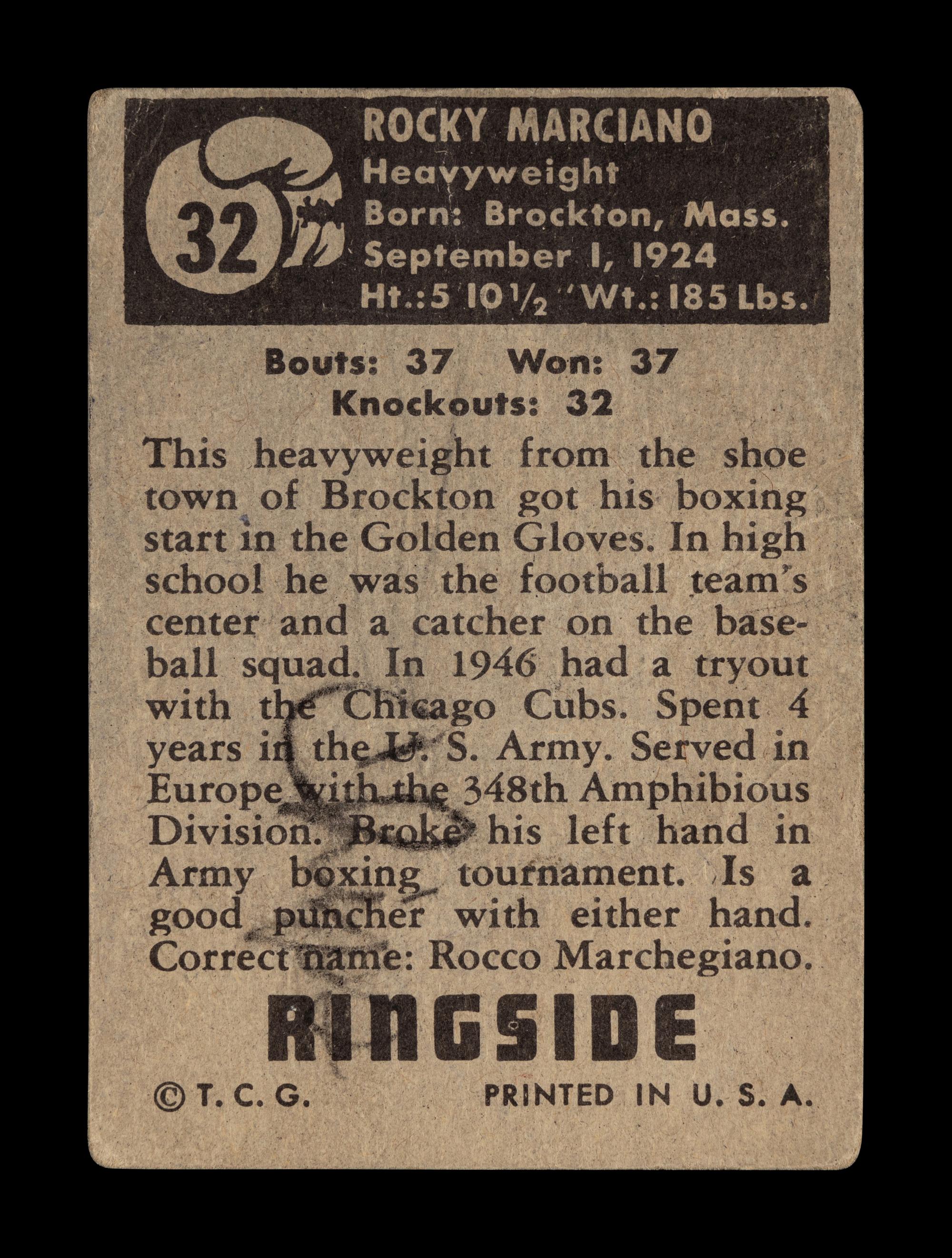 A Complete Run of Series One 1951 Topps Ringside Boxing Cards Including Rocky Marciano Rookie (48/48)