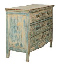A North European Neoclassical Blue-Painted Commode