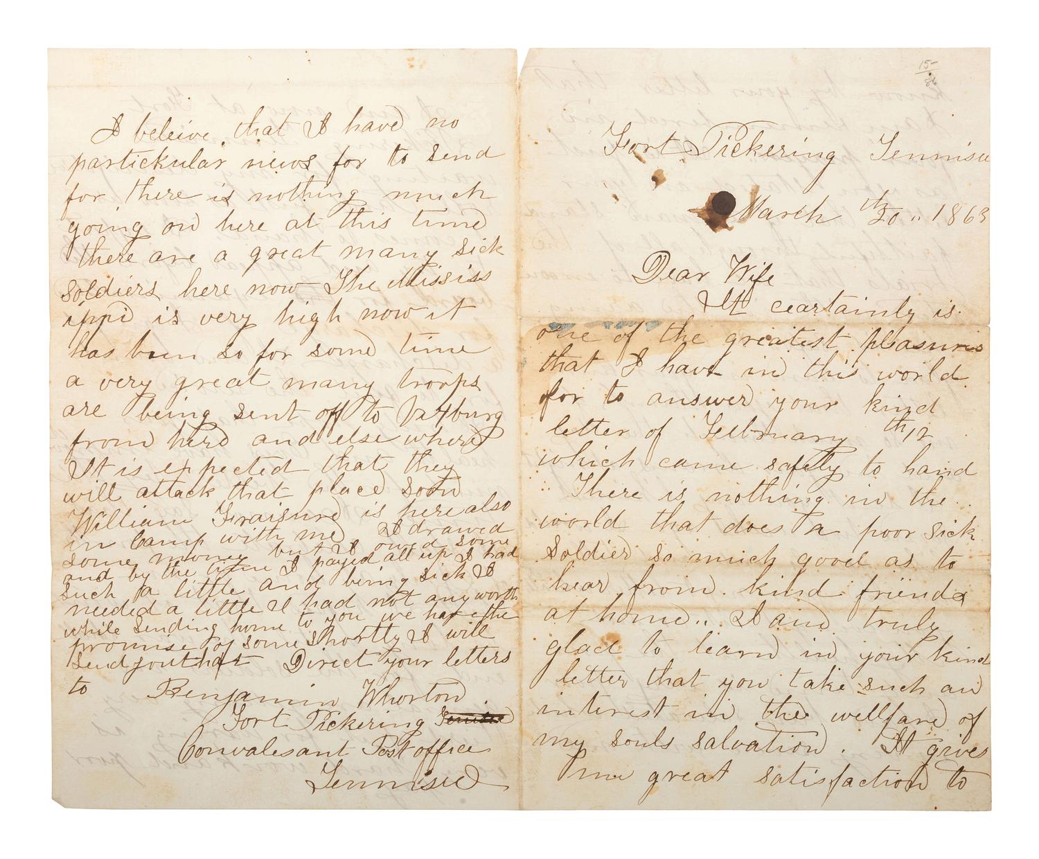 [CIVIL WAR - NAVY]. A group of 4 documents with Vicksburg and Mississippi Squadron interest, comprising: