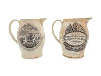 Two Herculaneum Transfer-Decorated Pottery Commemorative Jugs