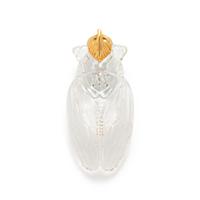 STEUBEN, GLASS AND YELLOW GOLD 'CICADA' PENDANT