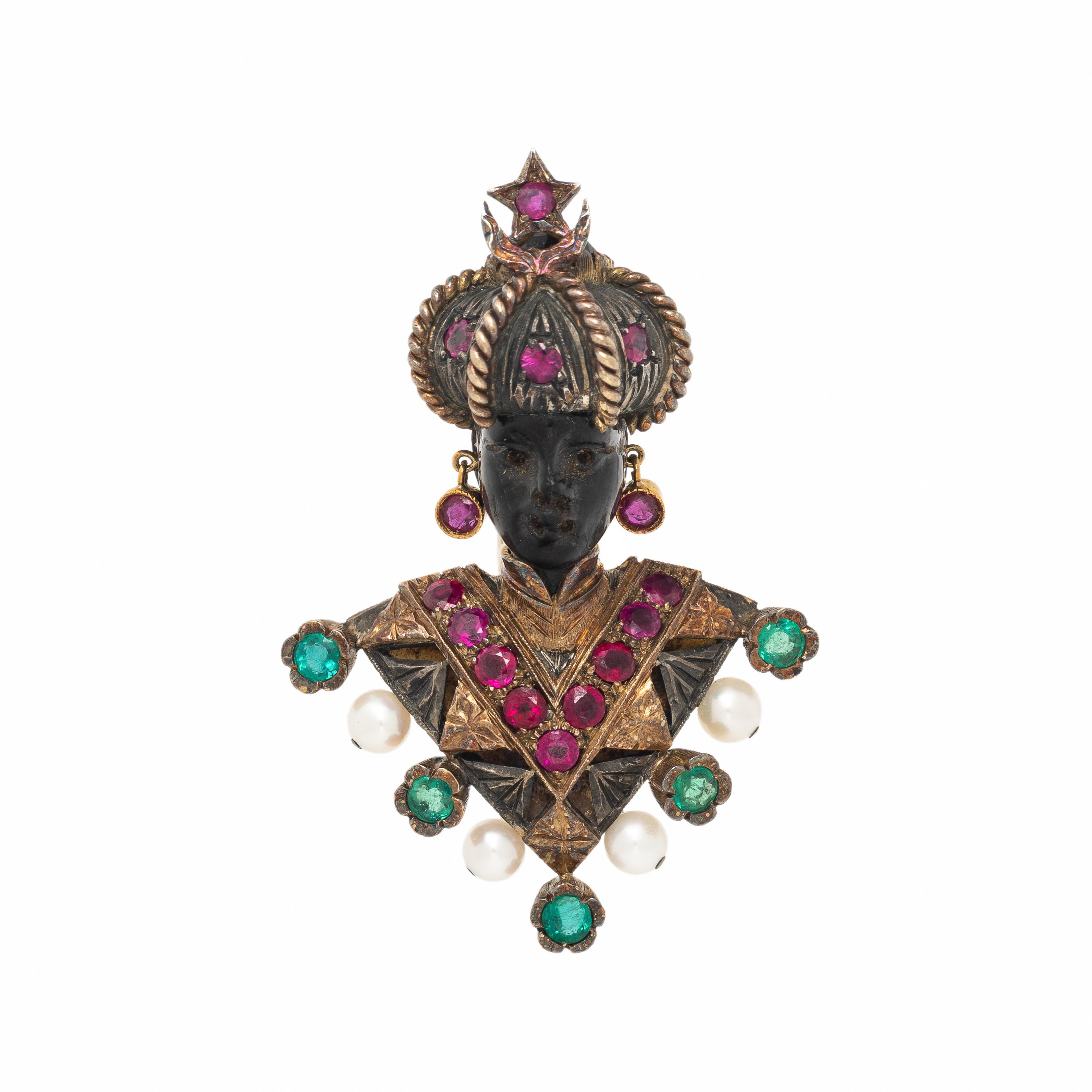 Nardi, Yellow Gold and Multigem Figural Brooch