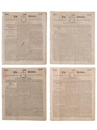 [SLAVERY & ABOLITION]. Advertisements for the return of freedom seekers published in 13 issues of The Balance, and Columbian Repository . Nos. 20-43. Hudson, NY: Sampson, Chittenden & Croswell. 18 May-26 October 1802.