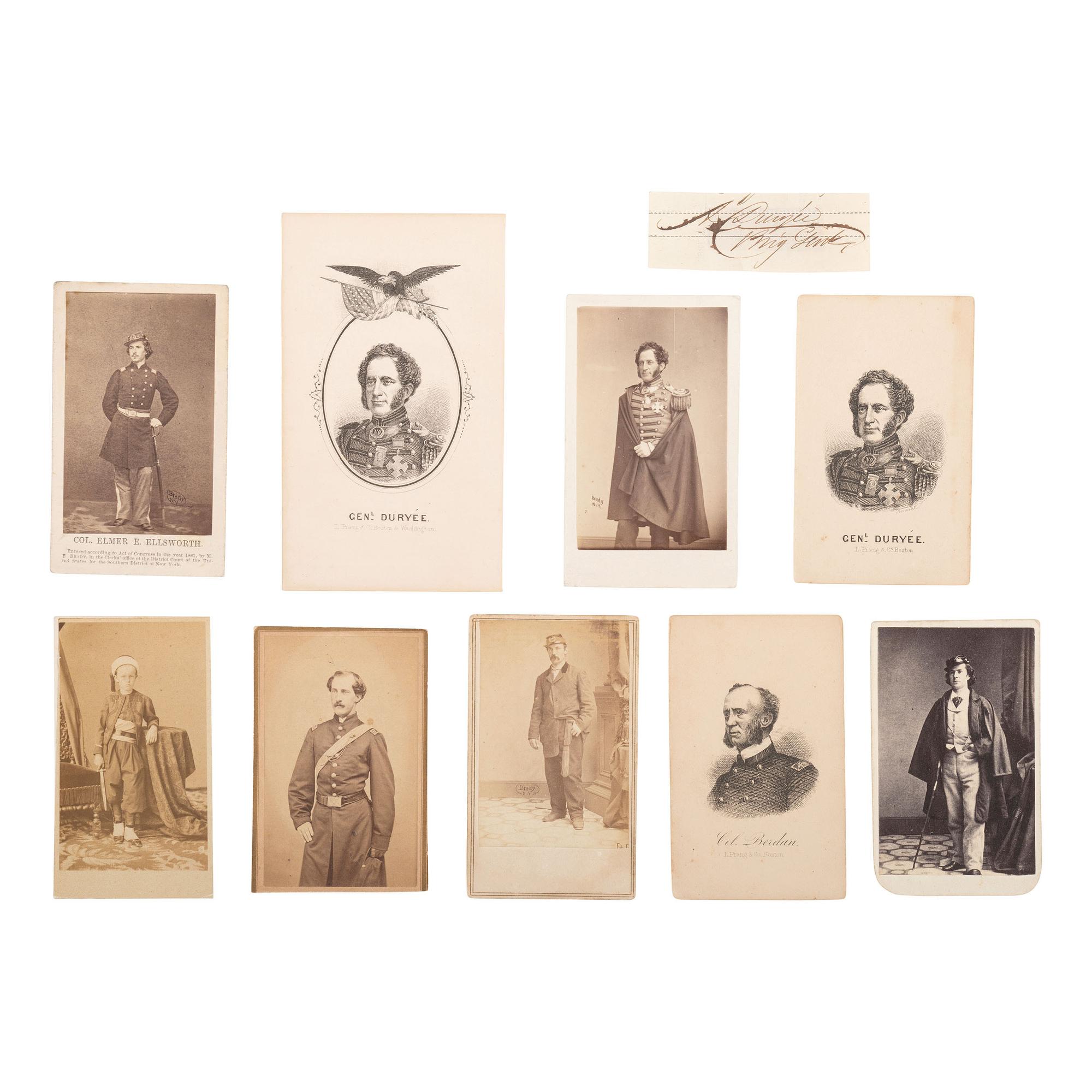 [Civil War] Group of 10 Items Related to New York Zouaves, incl. Abram Duryee and Elmer Ellsworth