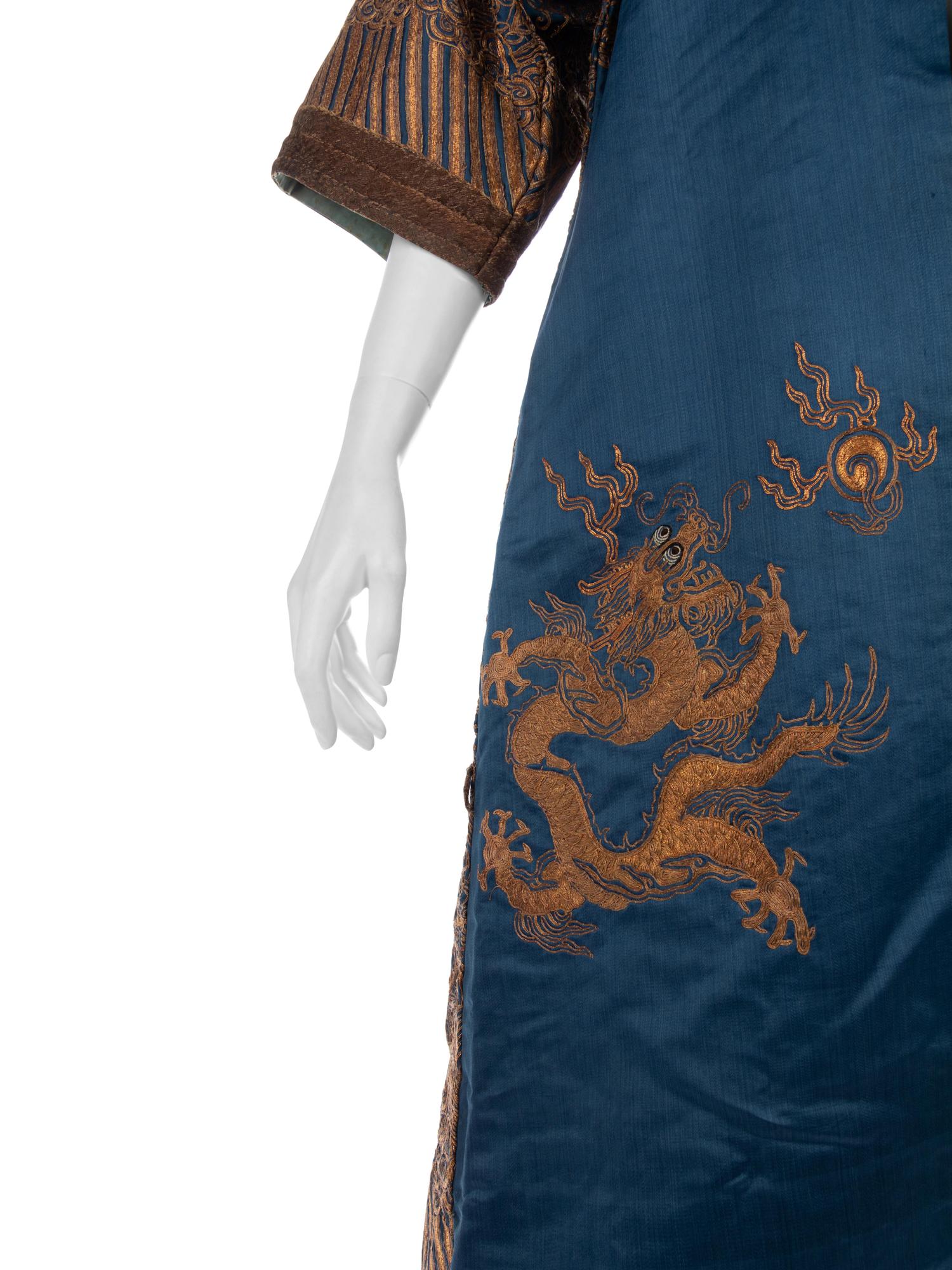 A Chinese Blue-Ground Silk 'Dragon' Robe