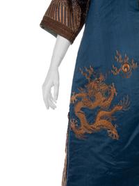 A Chinese Blue-Ground Silk 'Dragon' Robe