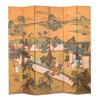 A Chinese Six Panel Floor Screen Each panel height 106 x 17 inches. — LATE 19TH/EARLY 20TH CENTURY