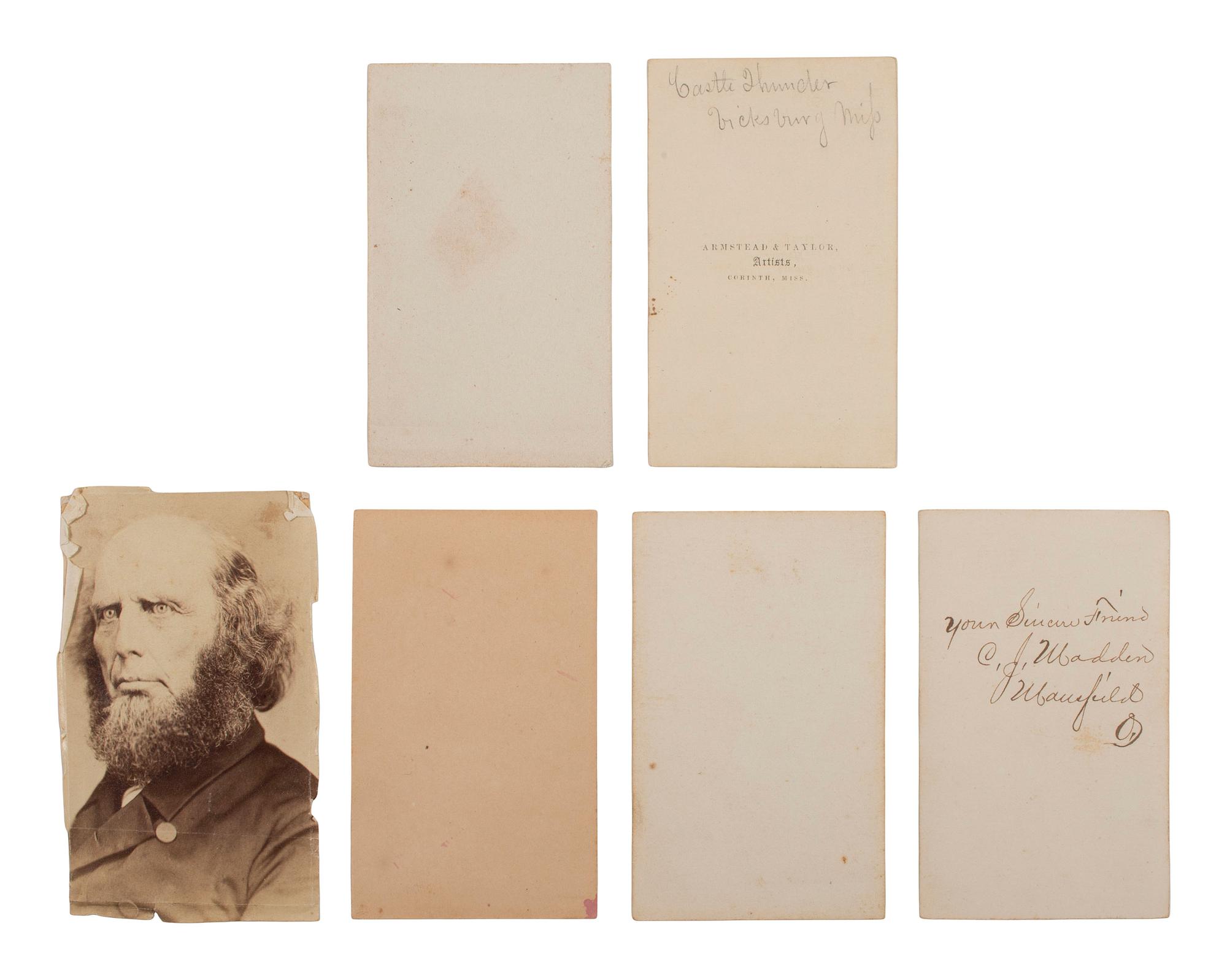 [CIVIL WAR] Civil War CDV collection likely assembled by a soldier, incl. generals, signed portraits, and a view of "The Castle" in Vicksburg, MS.